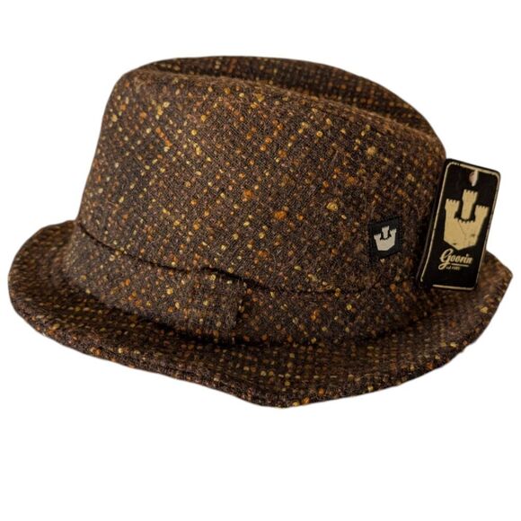 Goorin Bros Brown Wool Blend Tweed Fedora Hat One Size NWT - Picture 1 of 8